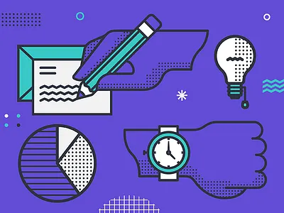 Infographic Illys bulb data education hands illustration infographic pencil