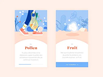 Symbiosis app colors illustration onboarding pastel