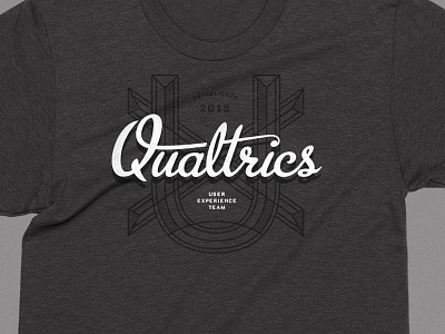 Qualtrics UX apparel gray qualtrics saas script shirt swag team technology tee user experience ux