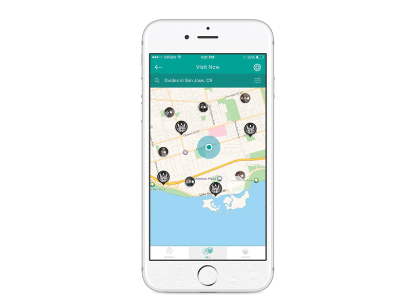 Map to Guide Interaction | Travel App airbnb ios iphone app map tab bar transition travel travel app ui user interface ux