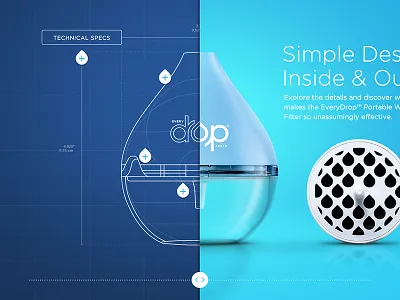 ED product dissect illustration blueprint dissect everydrop filter illustration interactive portable technical water website