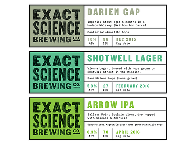 Exact Science Brew Labels beer branding logo typography