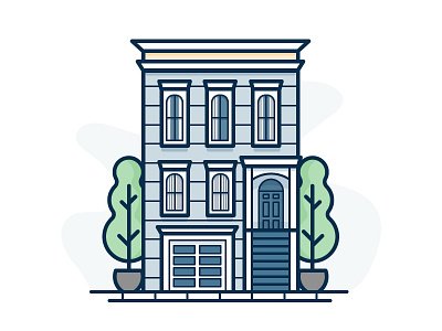 Victorian home house icon illustration tree vector