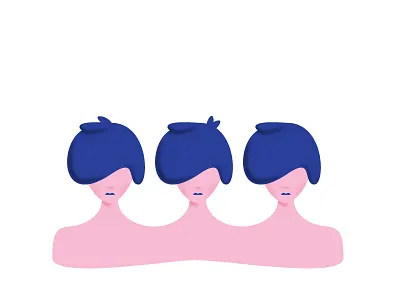 Three 3 figure girl hair head illustration lady woman