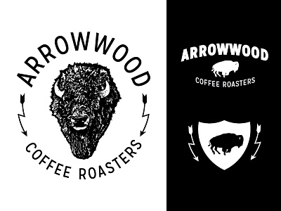 Arrowwood Elements arrow bison charging coffee icon label lightening mark shield vector