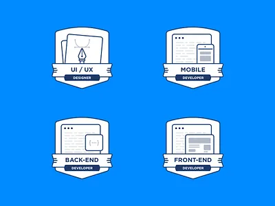Job badges badge branding code design development icon illustration logo sticker tarful ui ux