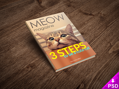 Cat Magazine Mockup design download free graphic psd resource