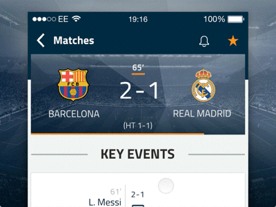 Match Header Animation Close Up animation app design football gif interaction match principle prototype soccer sport ui