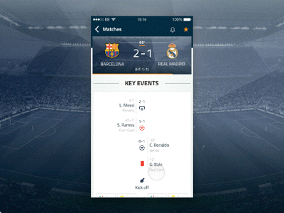 Match Header Animation animation app design football gif interaction match principle prototype soccer sport ui