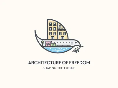 Architecture Of Freedom architecture city dove logo logo design playful