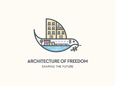 Architecture Of Freedom architecture city dove logo logo design playful
