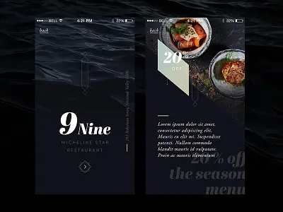 9nine – app template II app flat food ios iphone luxury minimal photo restaurant sixty template
