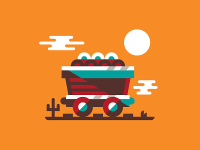 Illustration III cart gold illustration miner mining series