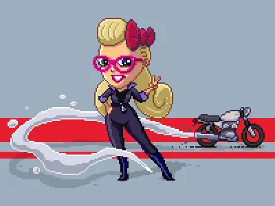 Pixie 8 bit bike cute motochick pixel art sym wolf