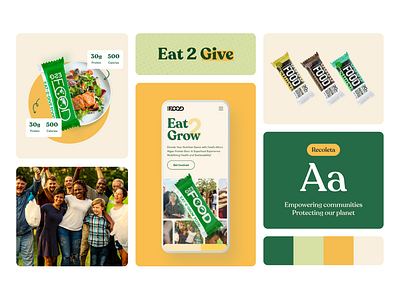 Sustainable Design | E2G Microalgae Protein Bars Identity bar branding design graphic design green healthy identity illustration mobile protein sustainable ui ux web design website yellow