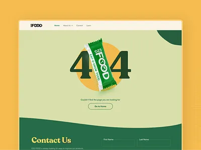 Playful 404 design for E2G | Brand-Aligned Error Page 404 404 error bar design error error page green identity protein bar ui web design yellow