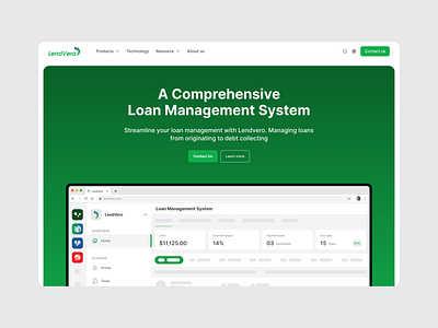 FPT. Lendvero - UI Homepage key visual application components dashboard fpt green homepage iot loan management product saas skeleton system ui ux visual website wireframe