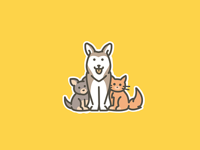 Pet logo art cat crown dog food husky line logo outline pet