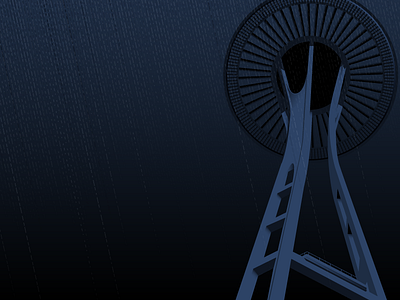 Needle At Night blue monochromatic night seattle space needle subtle vector