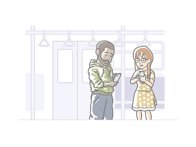 Chat on the move chat illustration mobile move persons subway