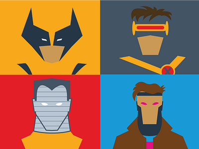 X-Men colossus cyclops gambit illustration minimalistic wolverine xmen