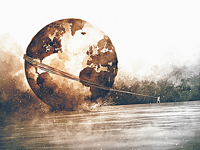 Burden Carrier burden carry drawing globe illustration painting pull world