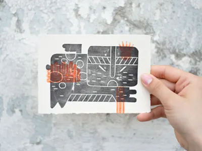 MOKO monster handmade handprint illustration linocut linopress moko monster