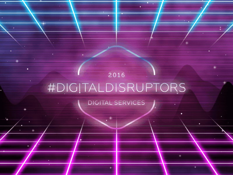 Digital Disruptors 80s animation loop stinger