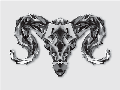 B+W Ram black and white geometry illustration illustrator ram