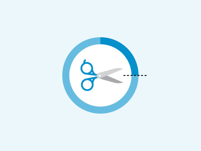 Cut by 25% data data viz icon infographic pie chart scissors