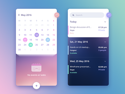 N-calendar app concept add app calendar date event menu search task ui