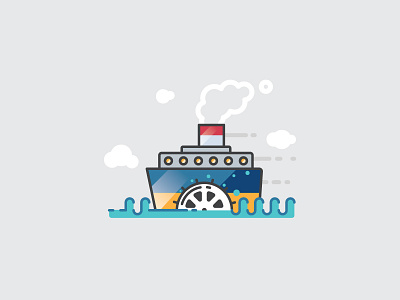 Steam Ship - Infographic Template design flat graphic icon infographic infographics marine sea ship simple steam wave