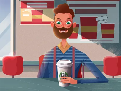 Coffee Lover artwork boy character design coffee color digital art game hipster illustration light still frame