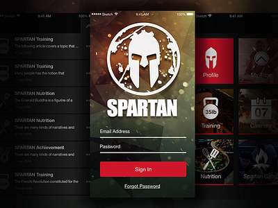 Redesign SPARTAN RACE App app fitness log in menu mobile running sign in spartan ui ux