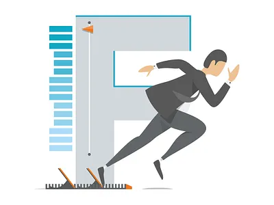 F as in Forward athlete f font letter man metter office runner sport suit tie typography