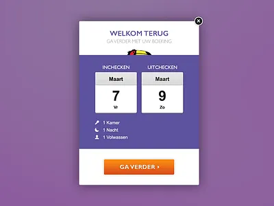 Van der Valk - Welcome Back Overlay bookings engine hotel optimization