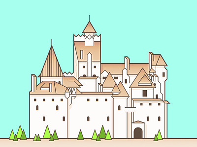 Dracula's Castle (again) buildings castle dracula flat illustration tower