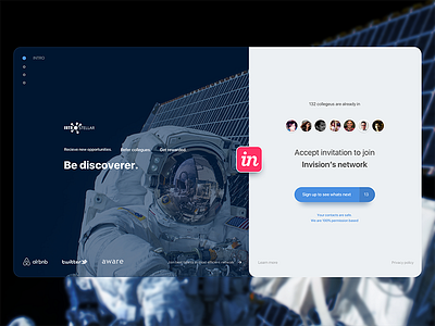 Onboarding page interstellar invitation invite join onboarding