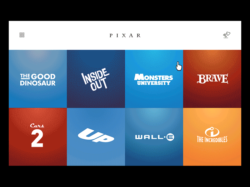 Movie detail view aftereffects animation pixar redesign ui ux