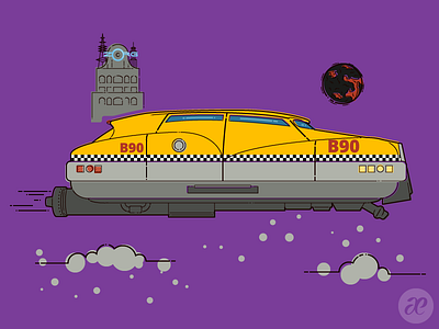 Korben's Taxi 5th element illustration korben dallas lineart personal vector