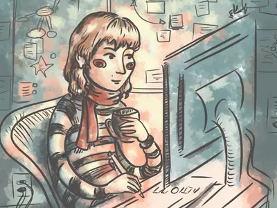 Warm glow illustration self portrait