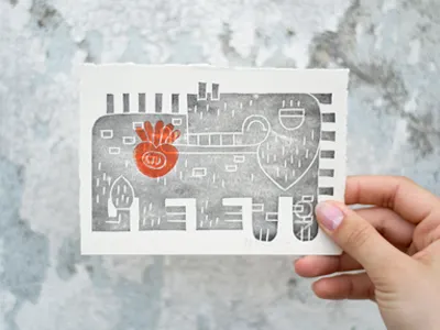 LUFFEN - MOKO monster element fruit handmade handprint icon illustration linocut linopress moko monster vegetable