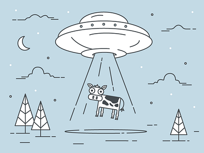 Crazy Cow aliens cow illustration ufo