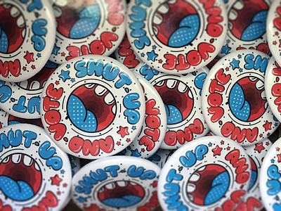 Shut Up And Vote Pins election mouth usa vote