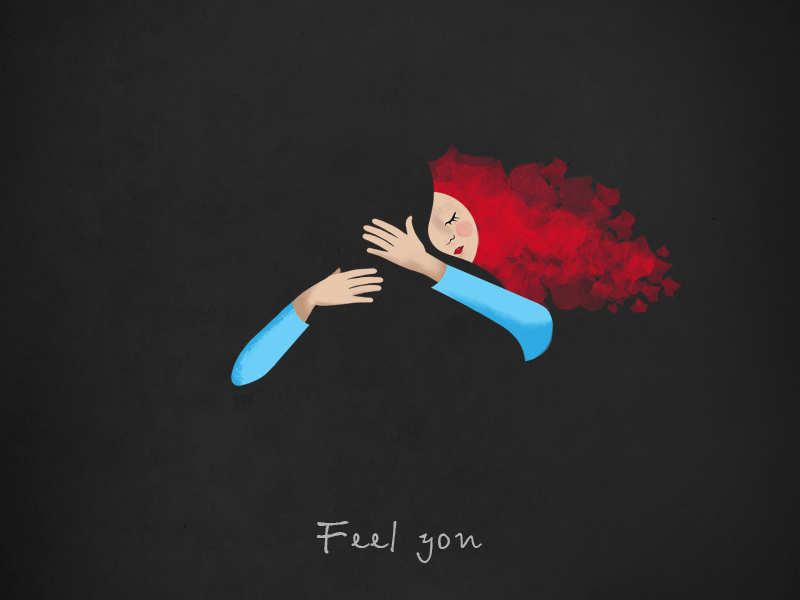 Feel You couple feel gif gif animation girl boy hug hugging invisible love red hair relationship woman man