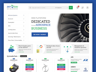 Aerobay - Aerospace Marketplace design illustration responsive website