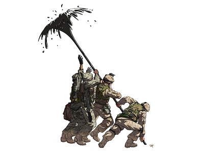 Mission Accomplished army controversial editorial geopolitics illustration iraq marines military political soldier war wwii