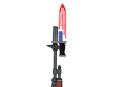 The Thrust of Democracy army bayonet blood controversial editorial geopolitics gun illustration rifle soldier war warfare