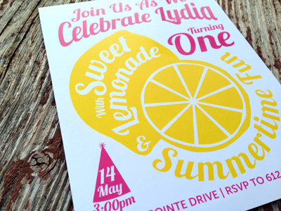 Birthday Invite birthday first birthday graphic invite lemonade print