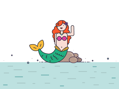 Little Mermaid green mermaid water